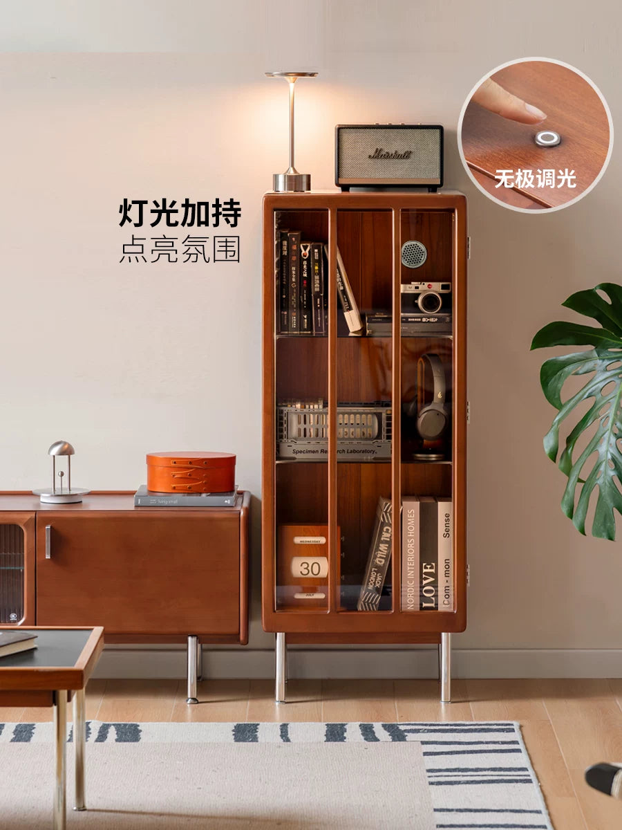 实木边柜包豪斯收纳储物柜客厅展示柜小户型夹缝书柜